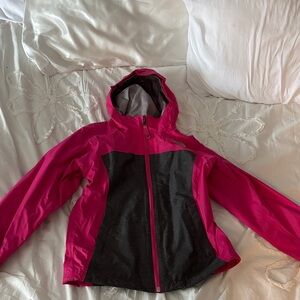 The North Face Kids Pink and Black Raincoat